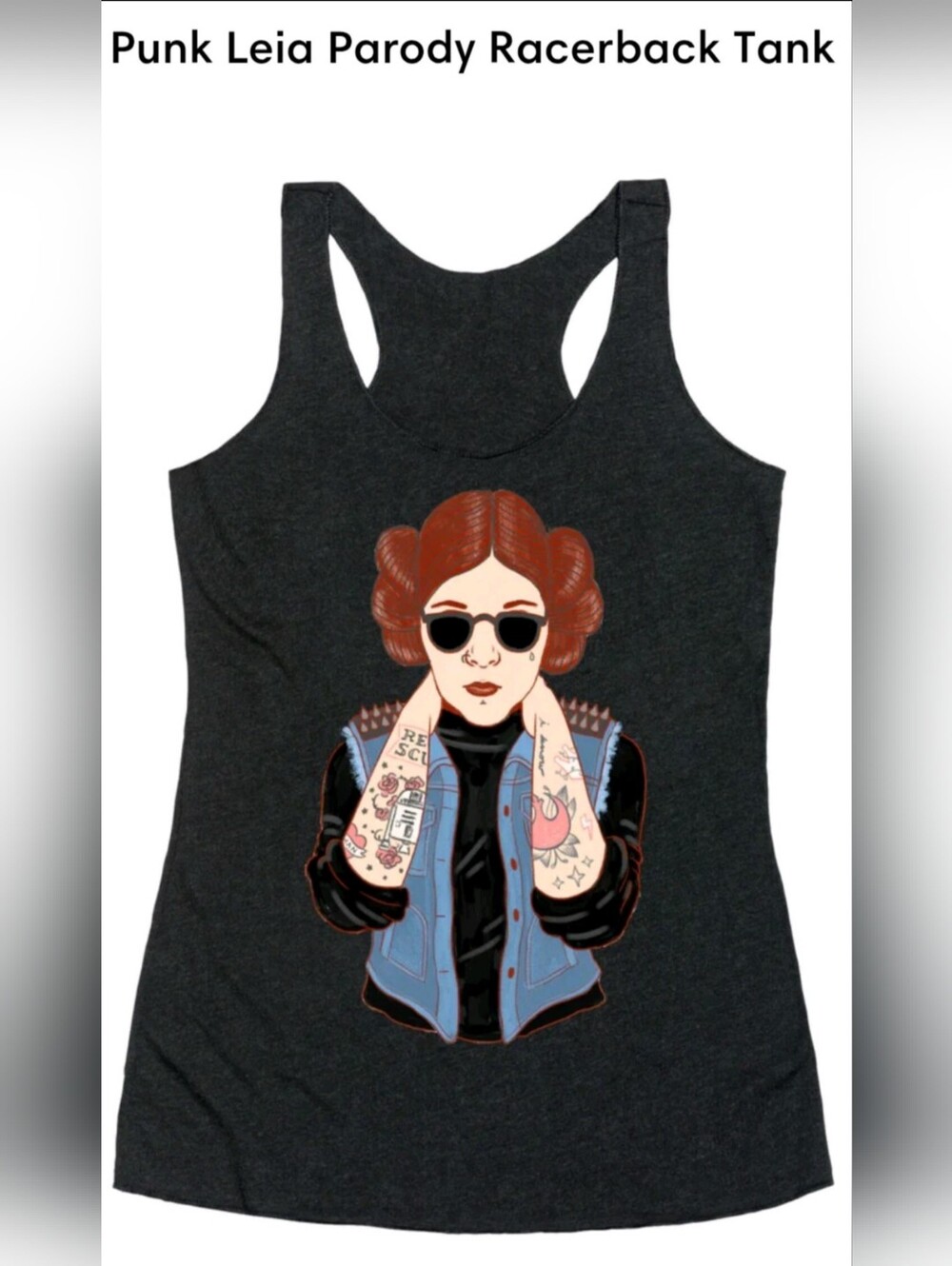 Women's Punk Dark princess Leia Star Wars Parody Tank Top XS Grunge Emo NWOT